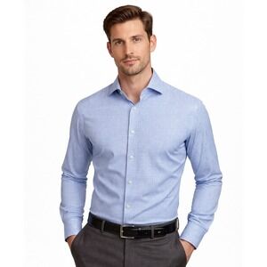 Charles Tyrwhitt Dress Shirt Mens 15.5/34 Extra Slim Fit Blue Check French Cuff